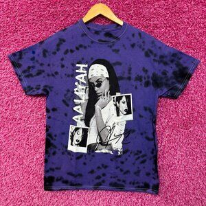 Aaliyah Signed Polaroid Collage Queen of Urban Pop Tie Dye M